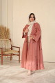 Abaya with flower bouquets in peach