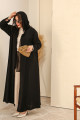 Abaya with front pleats in black