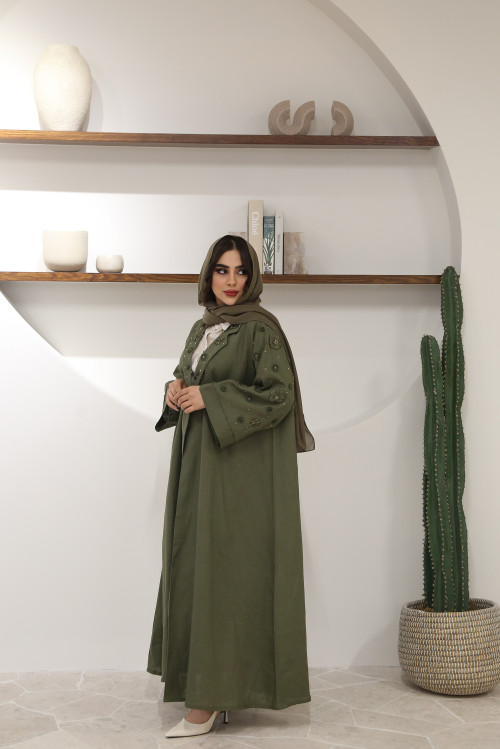 Herbal linen abaya