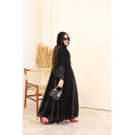 Double chiffon abaya with handmade lace