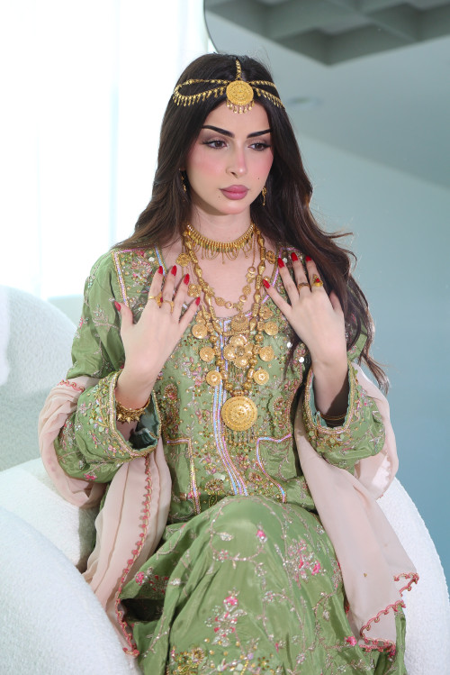 Traditional Balochi pistachio dress with trousers