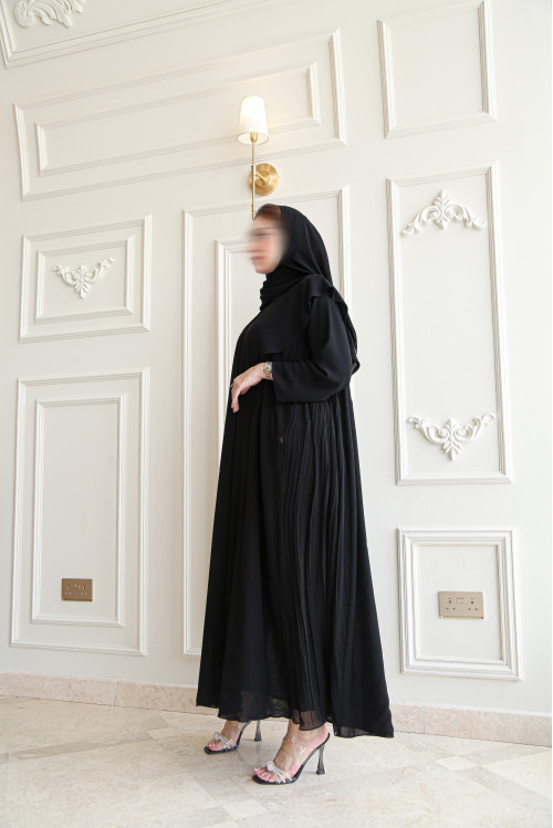 Double chiffon abaya with blazer and elegant side pleats