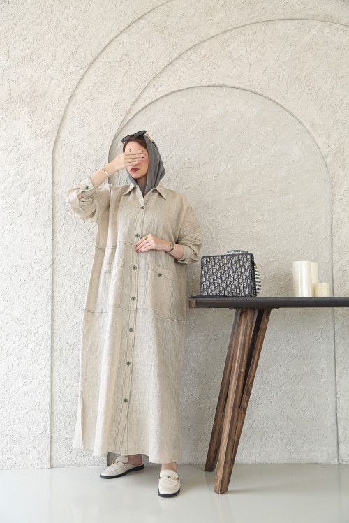 Practical Abaya made of natural linen