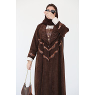 Hand-woven winter blazer in luxurious brown