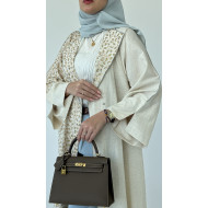 Embroidered linen abaya