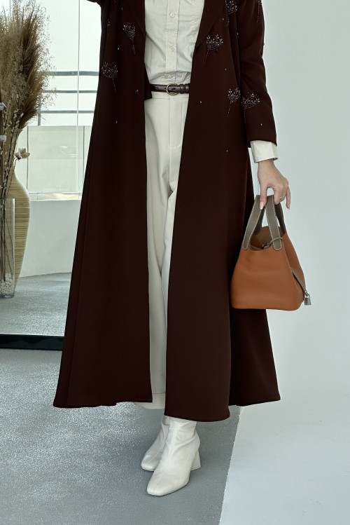 Brown blazer abaya, handmade