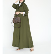 Pleated abaya in olive green