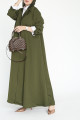 Pleated abaya in olive green