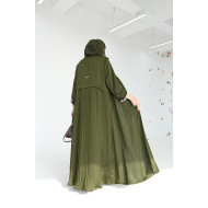 Pleated abaya in olive green