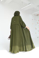 Pleated abaya in olive green