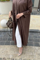 Abaya made of Indian linen material, in a blazer style, with padded buttons