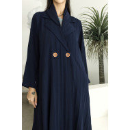 Abaya with crushed summer crepe material and a layered blazer on the front