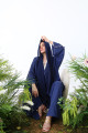 Abaya made of light, soft crepe in royal blue