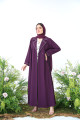 Purple crepe abaya with a chest blazer outlined with white thread