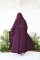 Purple crepe abaya with a chest blazer outlined with white thread