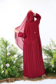 Cherry red pleated abaya