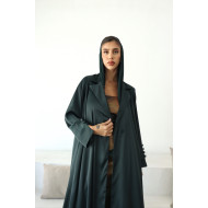 Dark green satin abaya 