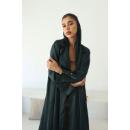 Dark green satin abaya 