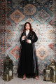 Black jacket abaya with copper stripes and golden buttons