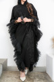 Wide Bahraini abaya with tulle ruffles