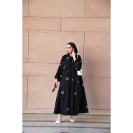 Black embroidered floral bouquet abaya