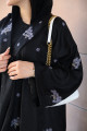 Black embroidered floral bouquet abaya