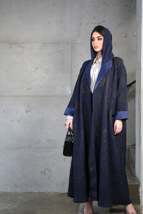 Navy brocade abaya