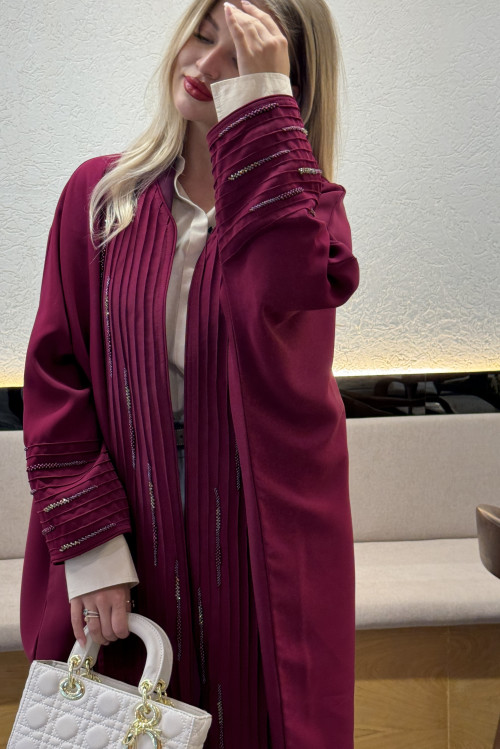 Crimson colored abaya