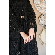 French lace abaya with black flowers