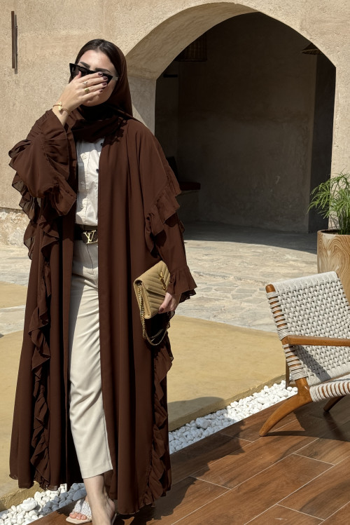 Brown pleated abaya