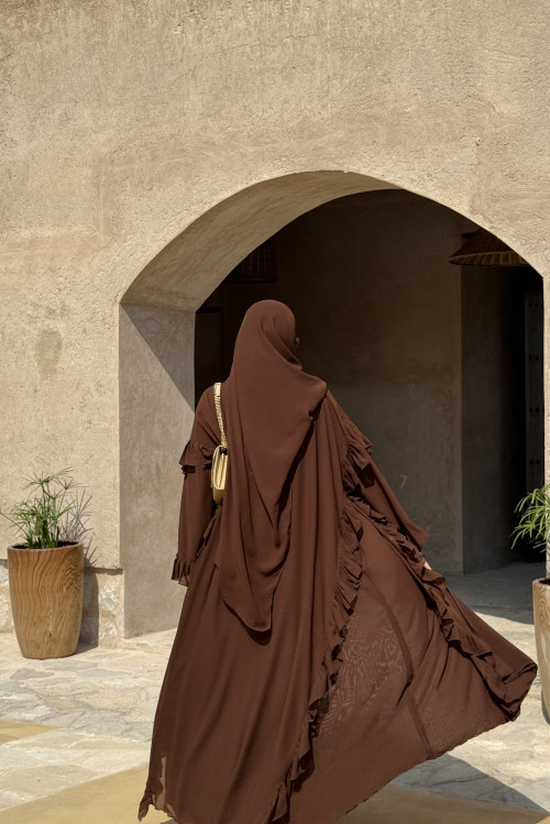 Brown pleated abaya