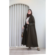 Olive blazer abaya with handmade shawl