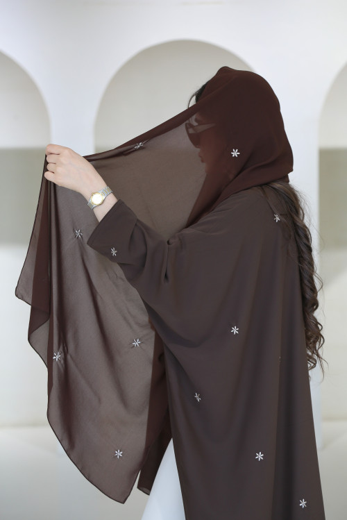 Brown embroidered abaya