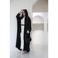 Black Bahraini abaya with handwork sleeves