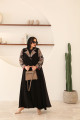 Black embroidered jacket linen abaya