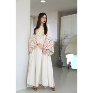 Linen bisht embroidered with flowers