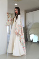 Linen bisht embroidered with flowers