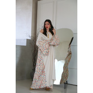 Linen bisht embroidered with flowers