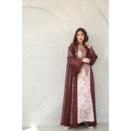 Reddish-brown lace bisht with mokhwar