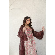 Reddish-brown lace bisht with mokhwar