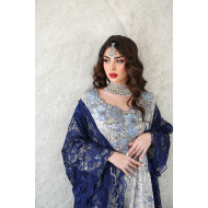 Blue lace bisht with mokhwar