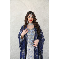 Blue lace bisht with mokhwar