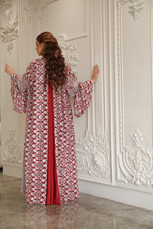 Luxury bisht in burgundy 