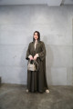 Luxurious lamé abaya in olive color