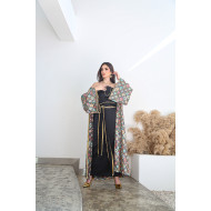 Black embroidered bisht