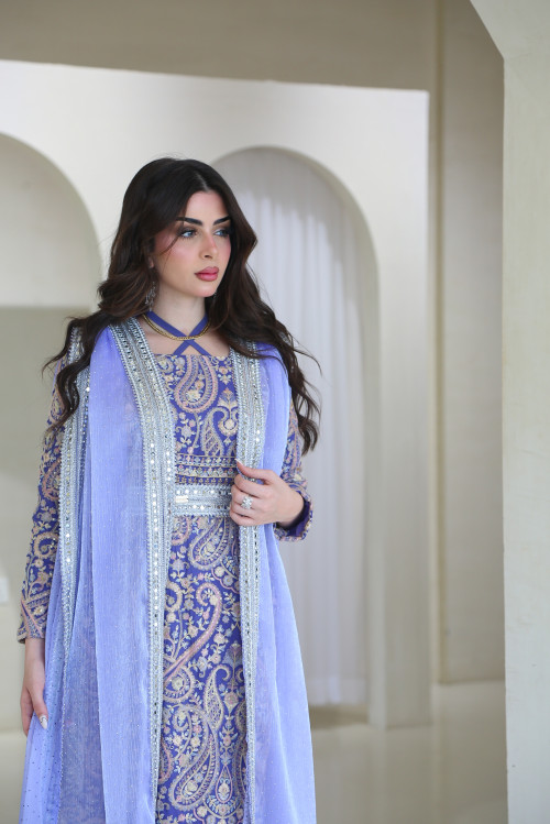 Lavender bisht with paisley embroidery