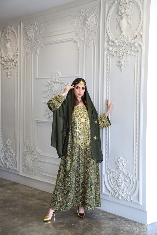 Dark green traditional dress