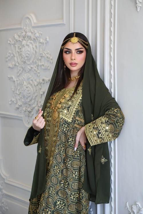 Dark green traditional dress