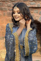 Blue-gray chiffon bisht