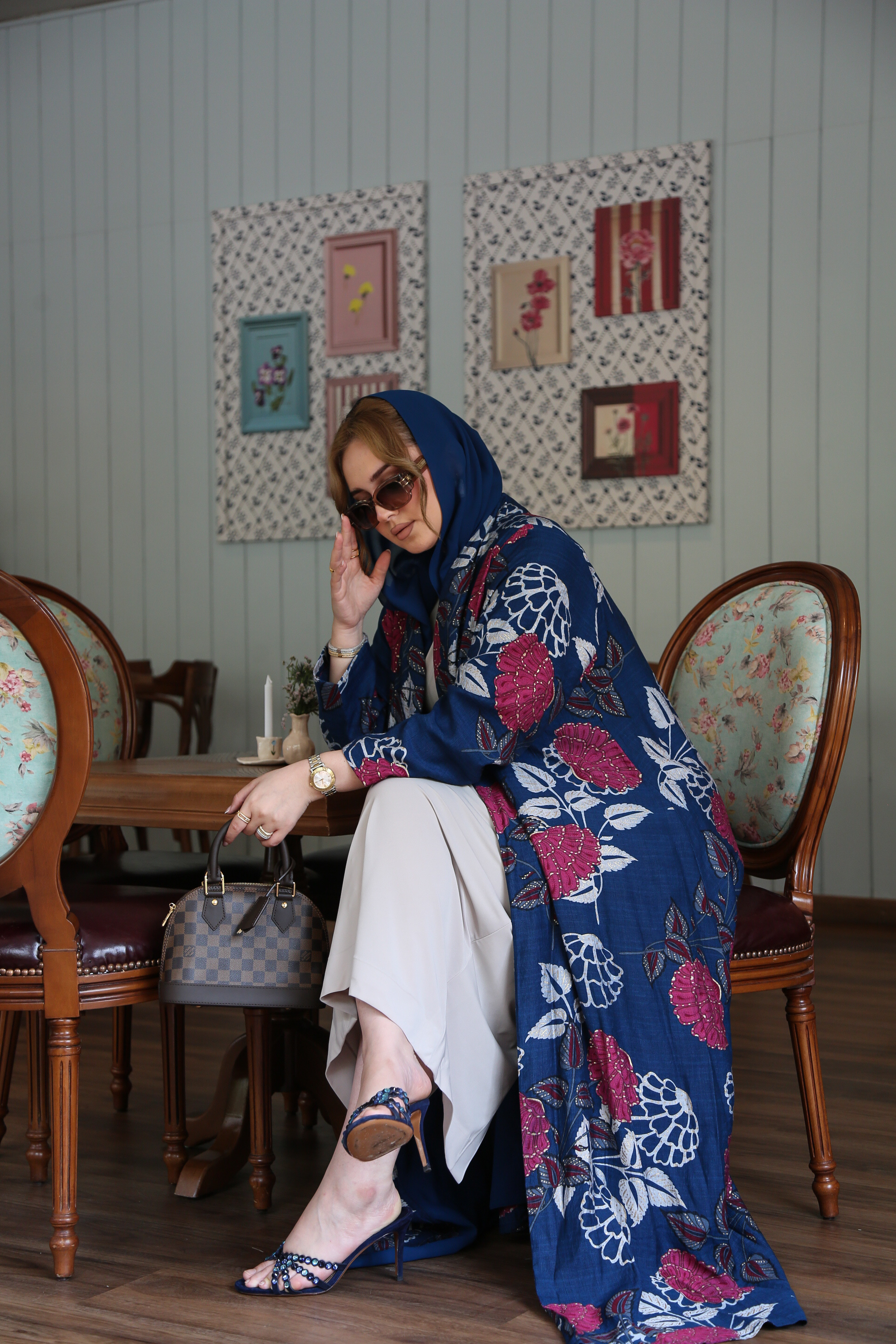 عباية القطن - Fuchsia Blue